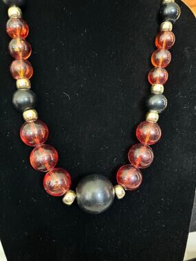 Vintage Jackie Brazil Resin Statement Necklace Large Spheres Passion Mix